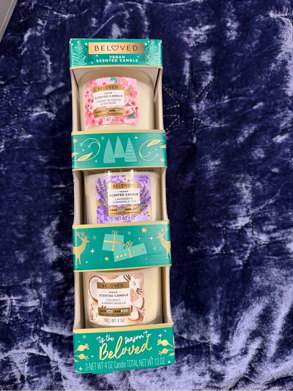 3-Pack Vegan Scented Candle Set — Pink, Purple, Cream